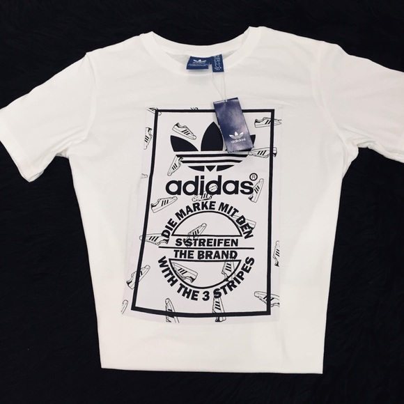 🚨NWT🚨 WHITE ADIDAS TREFOIL TEE SHIRT - Picture 4 of 6